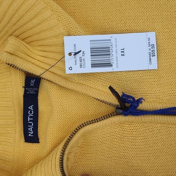 NWT Nautica Yellow Pullover Sweater Men's Size XXL - Picture 2 of 6